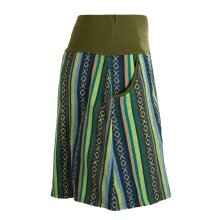 Vishes - Damen Sommerrock kurz Minirock Röcke Ethno-Style Gestreift olive 44-46