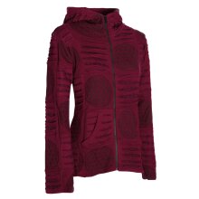 Vishes - Damen-Jacke Blume des Lebens Sweatjacke Hippie-Jacke Kapuzen-Jacke dunkelrot 38-40