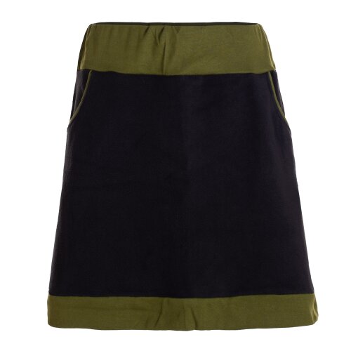 Vishes - Thermorock warmer Damen Winterrock kurz Minirock aus ECO-Fleece schwarz-olive 40-42