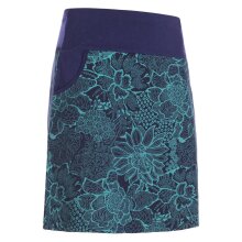 Vishes - Kurzer Damen Baumwoll-Rock Mini-Rock mit Blumen-Spitze bedruckt dunkelblau 34-36