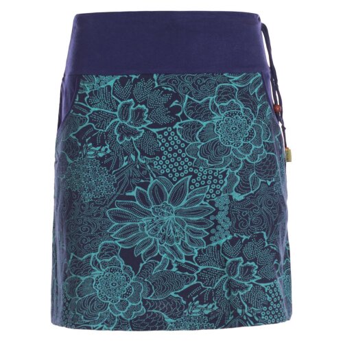 Vishes - Kurzer Damen Baumwoll-Rock Mini-Rock mit Blumen-Spitze bedruckt dunkelblau 38