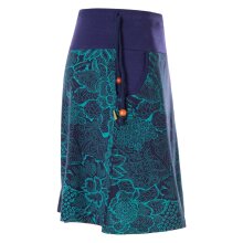 Vishes - Kurzer Damen Baumwoll-Rock Mini-Rock mit Blumen-Spitze bedruckt dunkelblau 42-44