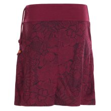 Vishes - Kurzer Damen Baumwoll-Rock Mini-Rock mit Blumen-Spitze bedruckt dunkelrot 40-42