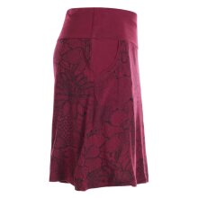 Vishes - Kurzer Damen Baumwoll-Rock Mini-Rock mit Blumen-Spitze bedruckt dunkelrot 42-44