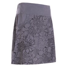 Vishes - Kurzer Damen Baumwoll-Rock Mini-Rock mit Blumen-Spitze bedruckt grau 34-36
