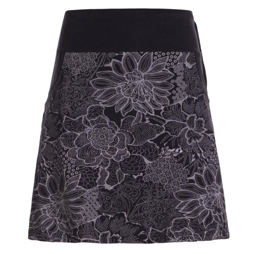 Vishes - Kurzer Damen Baumwoll-Rock Mini-Rock mit Blumen-Spitze bedruckt schwarz 42-44