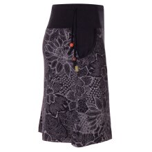 Vishes - Kurzer Damen Baumwoll-Rock Mini-Rock mit Blumen-Spitze bedruckt schwarz 42-44