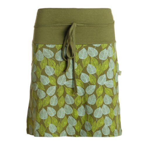 Vishes Damen knielanger Rock Baumwolle Blumen-Muster breiter Bund mit Kordel-Zug und Taschen