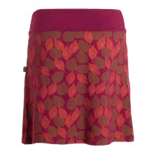 Vishes Damen knielanger Rock Baumwolle Blumen-Muster breiter Bund mit Kordel-Zug und Taschen dunkelrot 38