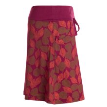 Vishes Damen knielanger Rock Baumwolle Blumen-Muster breiter Bund mit Kordel-Zug und Taschen dunkelrot 38