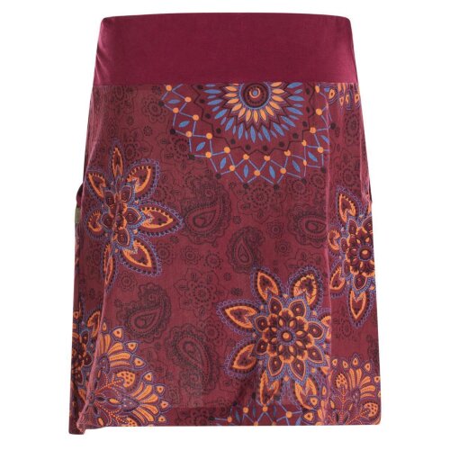 Vishes - Kurzer Damen Sommer-Rock Sommerröcke Bunt mit Mandalas bedruckt dunkelrot 38