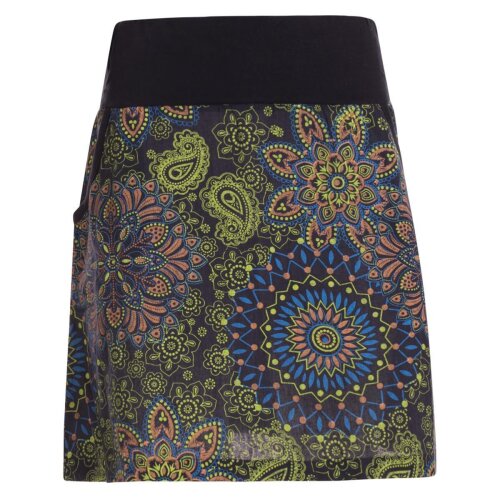 Vishes - Kurzer Damen Sommer-Rock Sommerröcke Bunt mit Mandalas bedruckt schwarz-grün 40