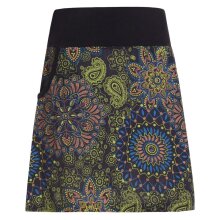 Vishes - Kurzer Damen Sommer-Rock Sommerröcke Bunt mit Mandalas bedruckt schwarz-grün 40