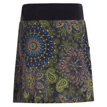 Vishes - Kurzer Damen Sommer-Rock Sommerröcke Bunt mit Mandalas bedruckt schwarz-grün 48