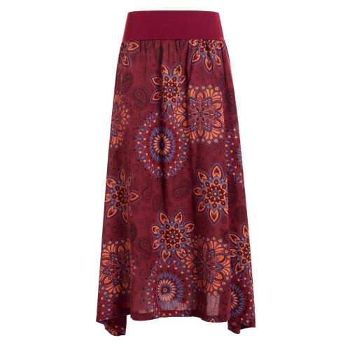 Vishes - Langer Damen Sommer-Rock Sommerröcke Bunt mit Mandalas bedruckt dunkelrot 32-34