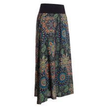 Vishes - Langer Damen Sommer-Rock Sommerröcke Bunt mit Mandalas bedruckt schwarz-grün 44