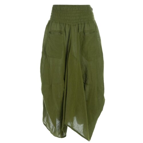 Vishes - Damen Rock Knöchel-lang Sommer-Rock Ballon-Rock Einfarbig olive 34-38