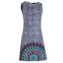 Vishes - Damen Sommerkleid Armlos Mandala-Kleid Tunika-Kleid T-Shirtkleid grau 40