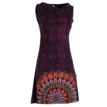 Vishes - Damen Sommerkleid Armlos Mandala-Kleid Tunika-Kleid T-Shirtkleid schwarz-dunkelrot 38