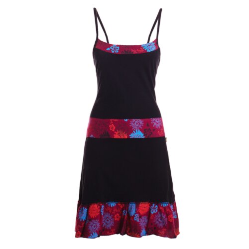 vishes Sommerkleid mit Rüschen schwarz-dunkelrot 42