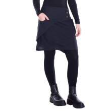 Vishes Damen Mini-Rock Baumwolle A-Linie breiter Bund mit Knopfleiste und Taschen schwarz 42