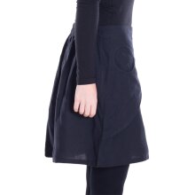 Vishes Damen Mini-Rock Baumwolle A-Linie breiter Bund mit Knopfleiste und Taschen schwarz 42