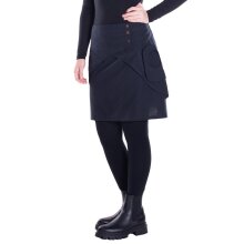 Vishes Damen Mini-Rock Baumwolle A-Linie breiter Bund mit Knopfleiste und Taschen schwarz 42