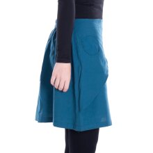 Vishes Damen Mini-Rock Baumwolle A-Linie breiter Bund mit Knopfleiste und Taschen türkis 42