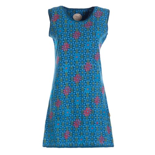 Vishes - Damen Longshirt-Kleid armlos Mini-Kleid Tunika-Kleid T-Shirtkleid türkis 40