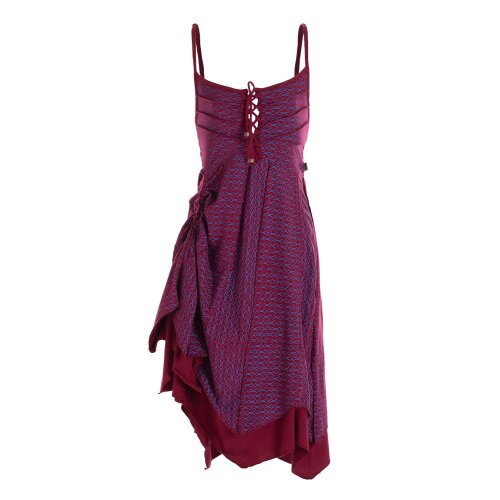 Vishes - Damen Sommer-Kleider längen-verstellbar Spagettiträger-Kleid dunkelrot 40