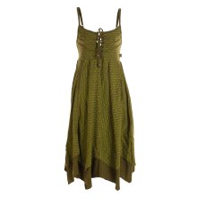Vishes - Damen Sommer-Kleider längen-verstellbar Spagettiträger-Kleid olive 38