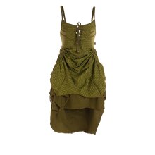 Vishes - Damen Sommer-Kleider längen-verstellbar Spagettiträger-Kleid olive 40