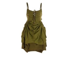Vishes - Damen Sommer-Kleider längen-verstellbar Spagettiträger-Kleid olive 40