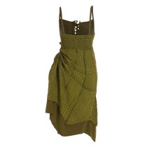 Vishes - Damen Sommer-Kleider längen-verstellbar Spagettiträger-Kleid olive 40