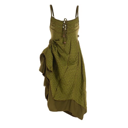 Vishes - Damen Sommer-Kleider längen-verstellbar Spagettiträger-Kleid olive 44