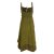Vishes - Damen Sommer-Kleider längen-verstellbar Spagettiträger-Kleid olive 44