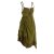 Vishes - Damen Sommer-Kleider längen-verstellbar Spagettiträger-Kleid olive 44