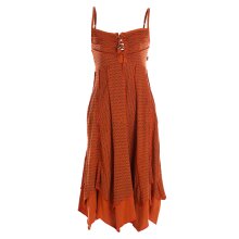 Vishes - Damen Sommer-Kleider längen-verstellbar Spagettiträger-Kleid orange 36