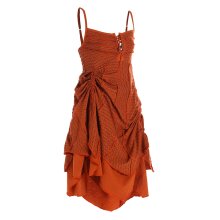 Vishes - Damen Sommer-Kleider längen-verstellbar Spagettiträger-Kleid orange 36
