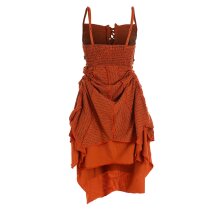 Vishes - Damen Sommer-Kleider längen-verstellbar Spagettiträger-Kleid orange 36
