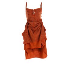 Vishes - Damen Sommer-Kleider längen-verstellbar Spagettiträger-Kleid orange 42