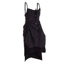 Vishes - Damen Sommer-Kleider längen-verstellbar Spagettiträger-Kleid schwarz 34