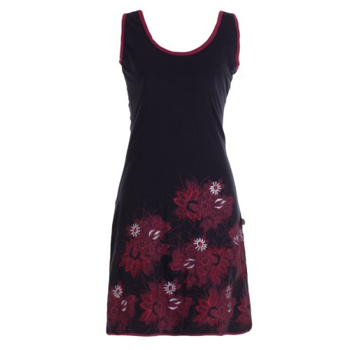 Vishes - Damen Longshirt-Kleid Sommer Mini-Kleid Tunika-Kleid Shirtkleid schwarz 42