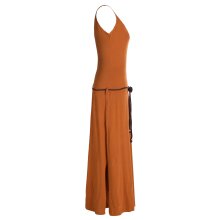 Vishes - Langes Einfaches Damen Träger Sommer-Kleid,Ökologisch nachhaltig dunkelorange 36