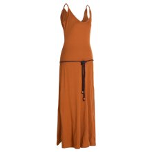 Vishes - Langes Einfaches Damen Träger Sommer-Kleid,Ökologisch nachhaltig dunkelorange 36
