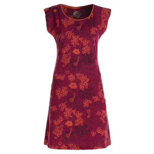 Vishes - Kurzarm Damen Sommer-Kleid Longshirt-Kleid Tunika-Kleid Mini-Kleid dunkelrot 36