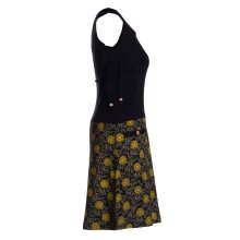 Vishes - Damen Sommerkleid armlos-es Blumen-Kleid Tunika-Kleid T-Shirtkleid schwarz 46