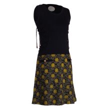 Vishes - Damen Sommerkleid armlos-es Blumen-Kleid Tunika-Kleid T-Shirtkleid schwarz 46