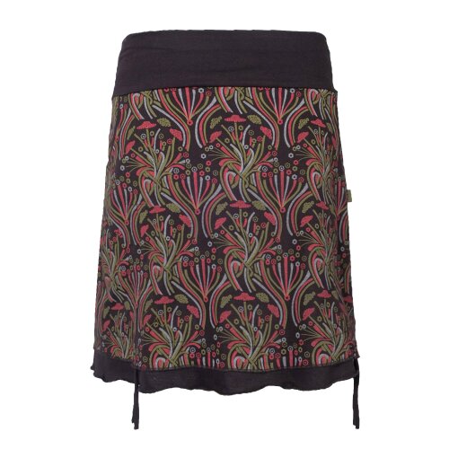 Vishes Damen Mini-Rock Baumwolle Blumen-Muster elastischer Bund mit Taschen schwarz 40