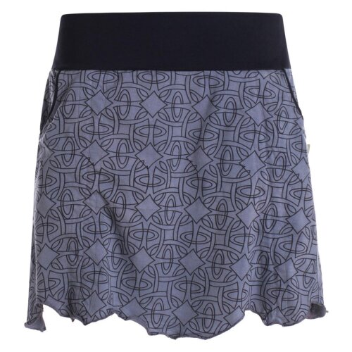 Vishes Damen Mini-Rock Baumwolle geometrisch elastischer Bund mit Taschen grau 38